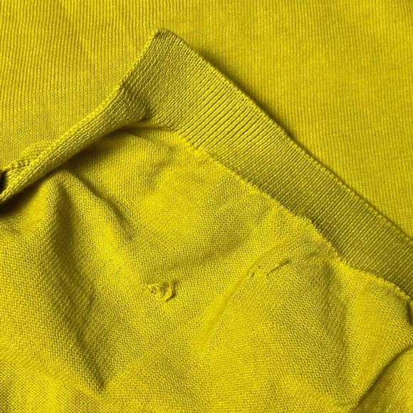 S Max Mara Cropped Cotton Cardigan Sweater Mustard Yellow Half Sleeve Size M - Picture 10 of 11